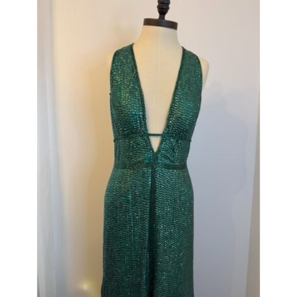 NWT Sherri Hill Emerald Green Beaded Gown - Picture 6 of 8